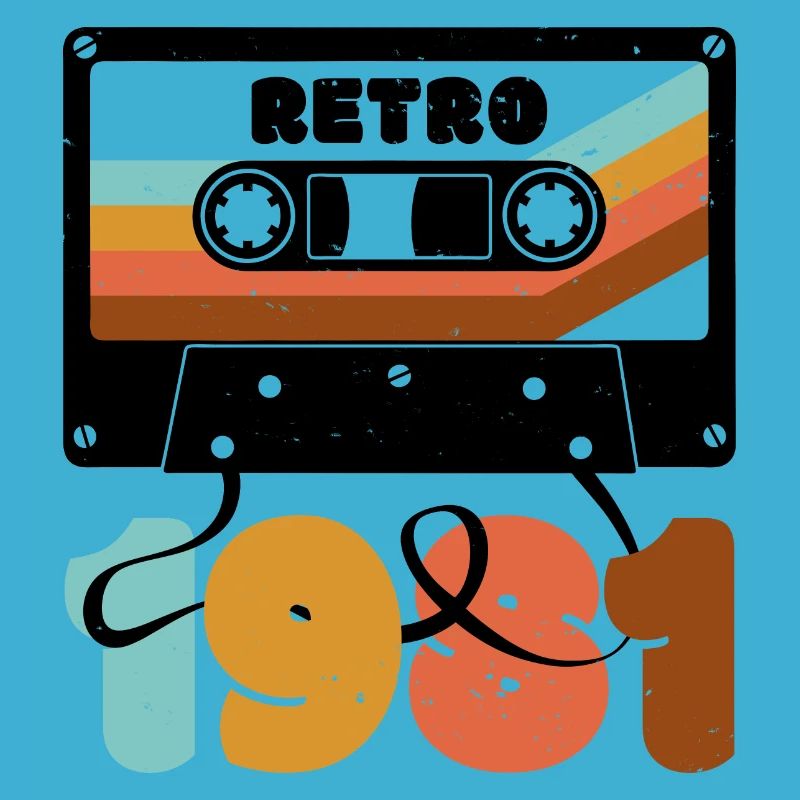 Retro Rainbow 80s Cassette Text