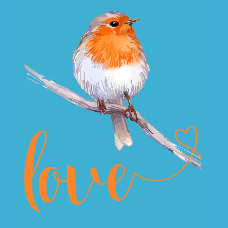 Robin avec texte d’amour
