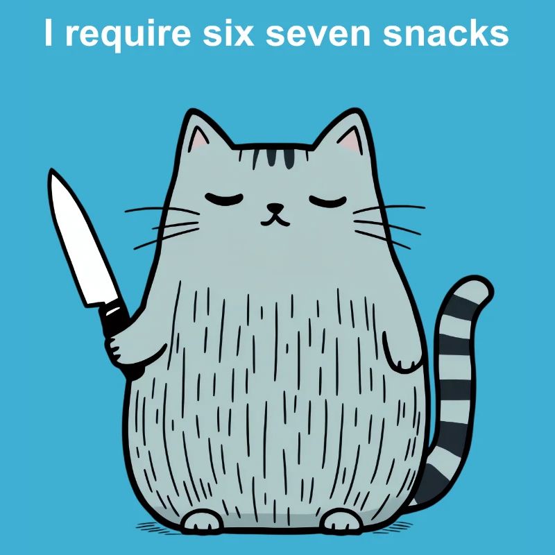 6-7 Internet Meme 6 7 Snack Katze
