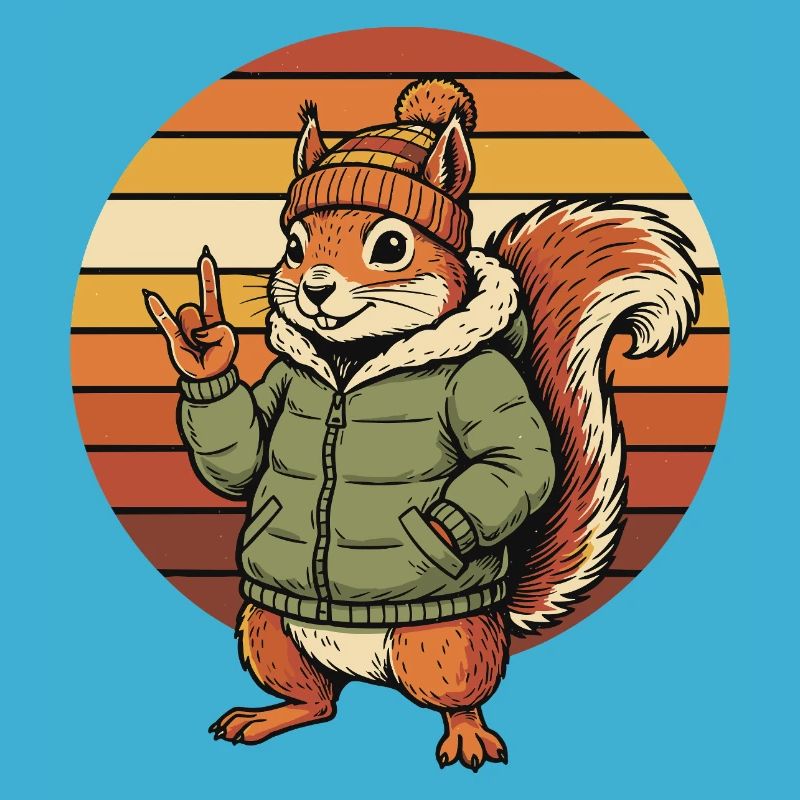 Cool Squirrel - Winter Retro Design