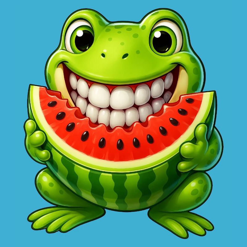Crapaud grenouille joyeux avec pastèque été