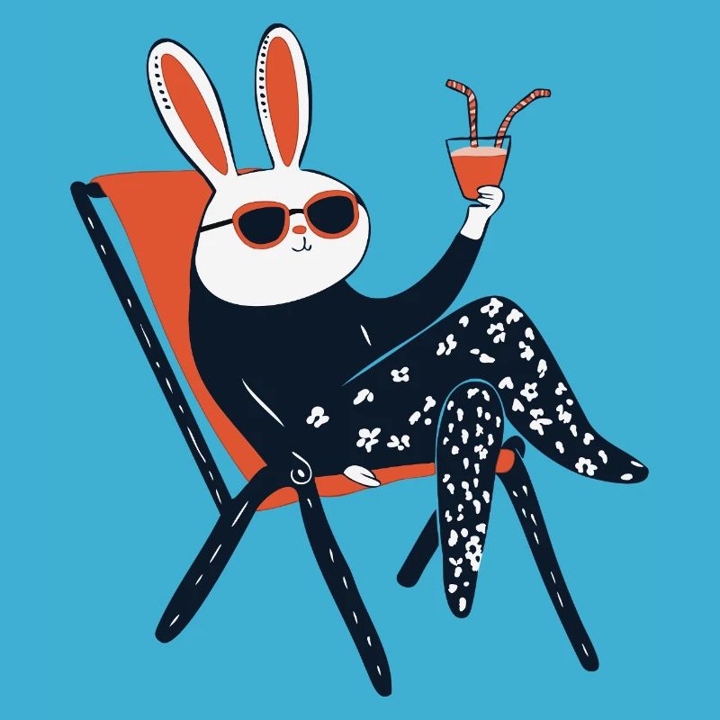 Beach Bunny – Chill Rabbit mit Sonnenbrille & Getränk