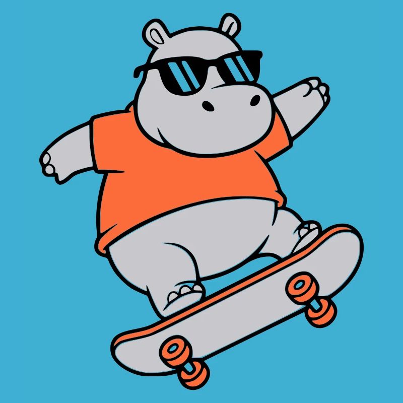 Cooles Nilpferd Skater Skateboard Vektor