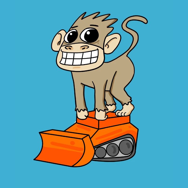 Affe Bagger Baggerfahrer Motiv