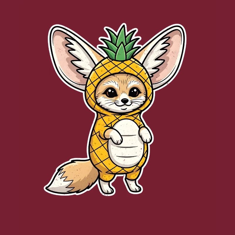 Fennek mit Ananas Comic Shirt Geschenk