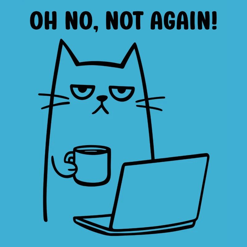 Oh no, not again funny cat with Coffee Notebook
