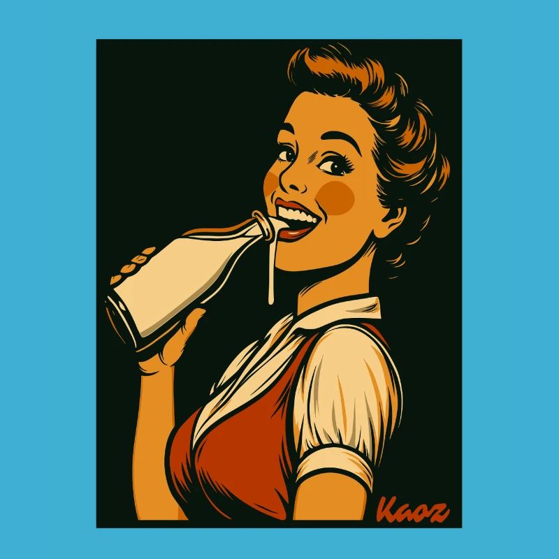 Retro Dame mit Milch Getränk 