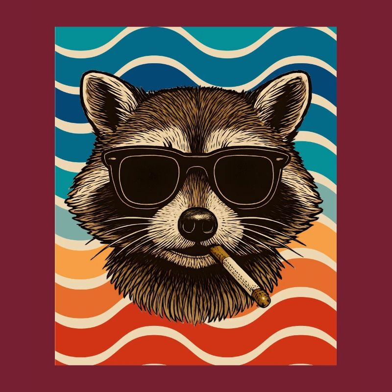 Waschbär mit Sonnenbrille Zigarette