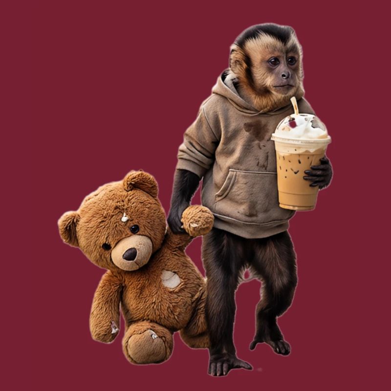 Affe Teddybär Eiskaffee Motiv
