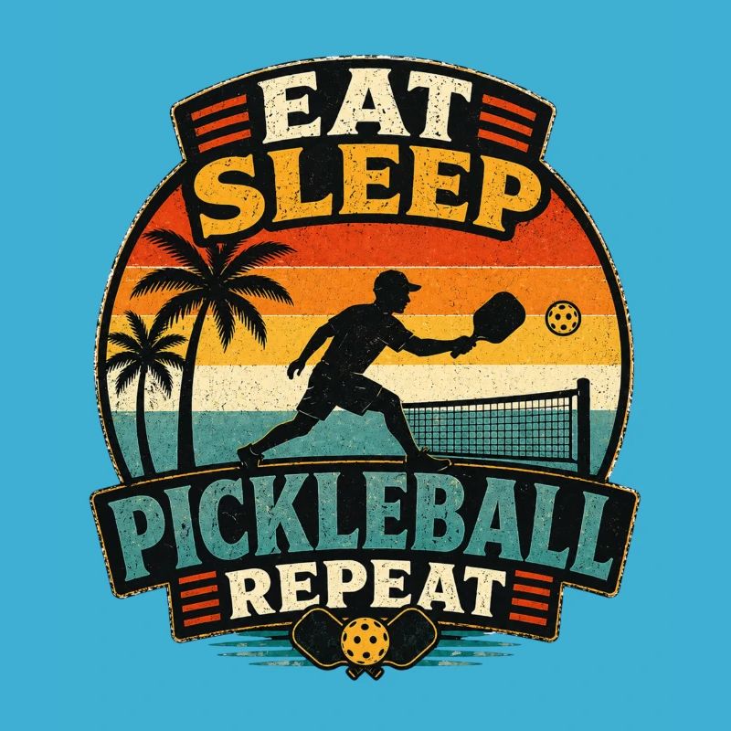 Devise rétro du pickleball : Manger, dormir, répéter