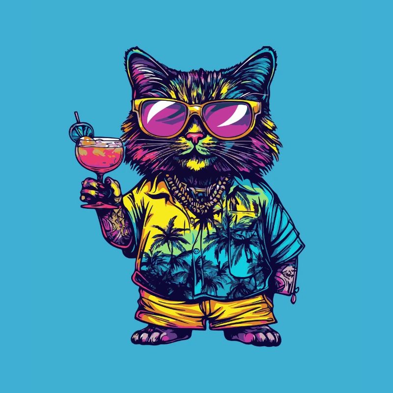 Katze Comic Sommer