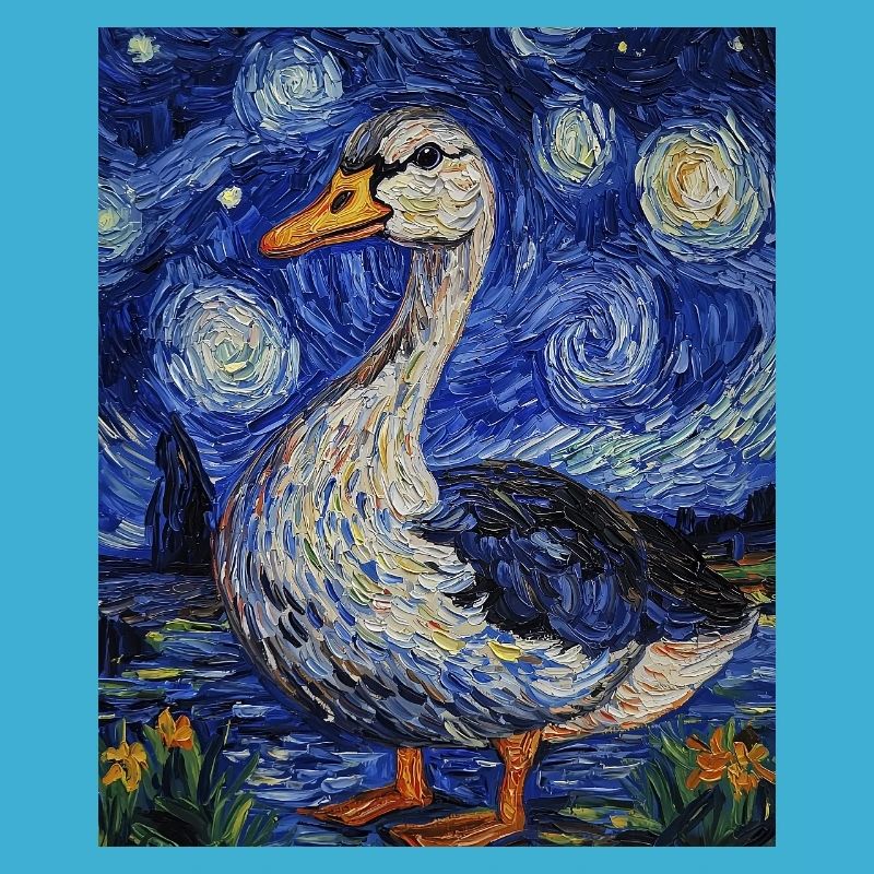 Goose Duck Bird Van Gogh Style Starry Night