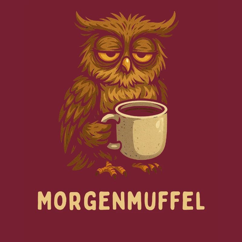 Morgenmuffel-Eule mit Kaffee