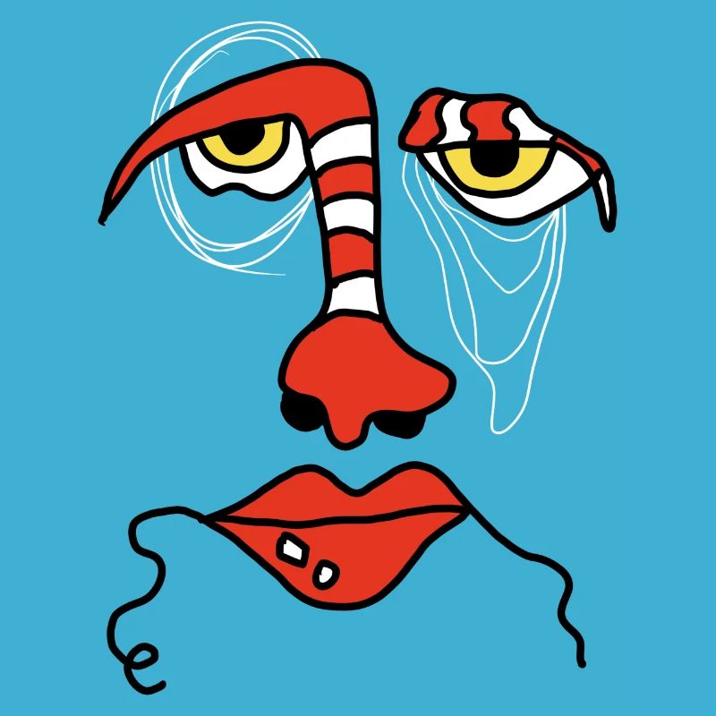 Visage abstrait avec rayures