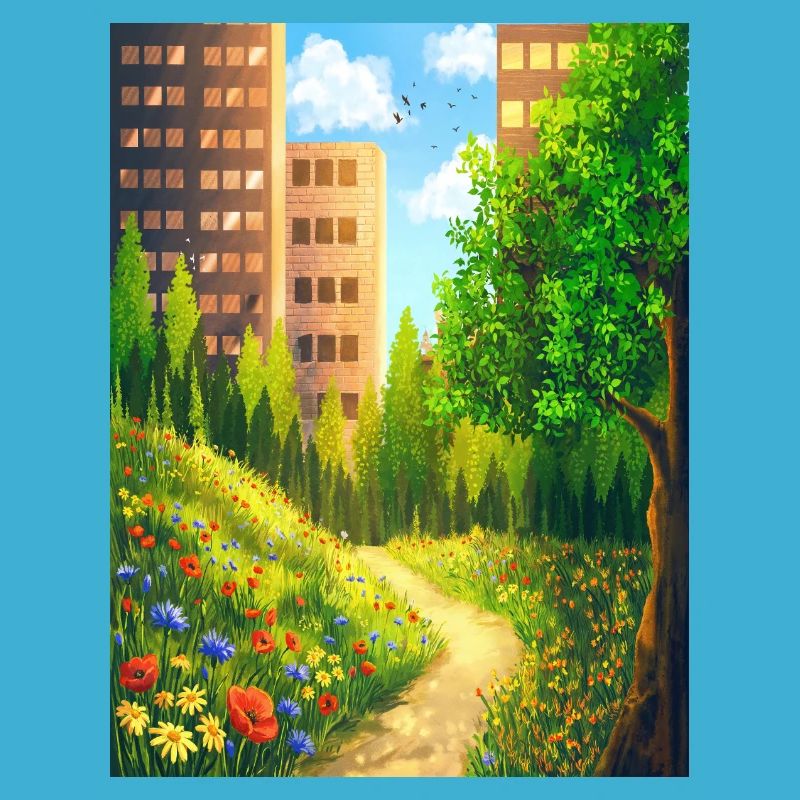 Städtischer Blumenpfad
