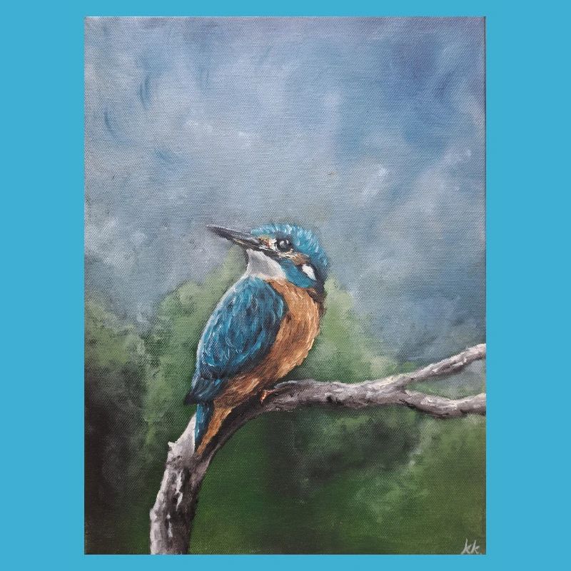 Lebendiger Eisvogel auf Ast Kunstwerk