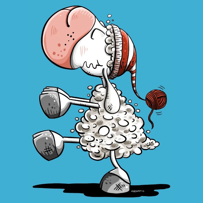 Sleepwalker sheep with sleeping cap