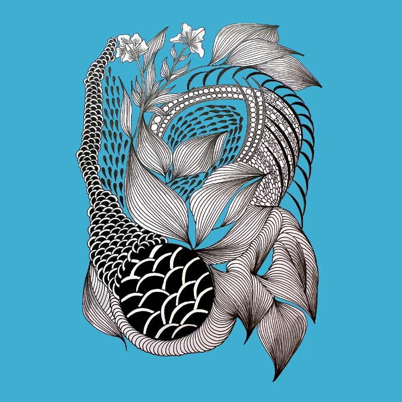 Black and White Leaf Snake Pattern