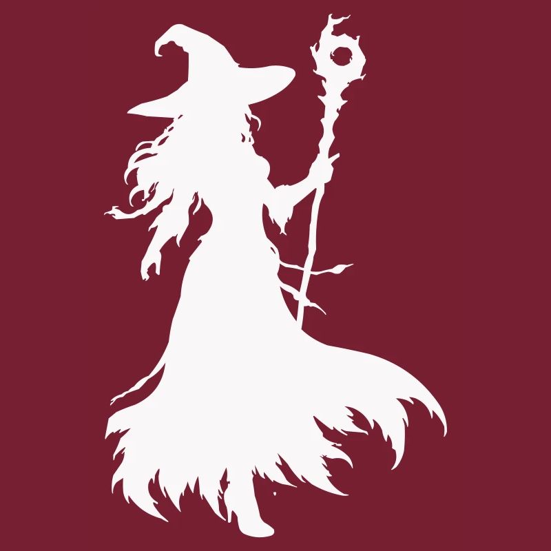 Witches silhouette with staff