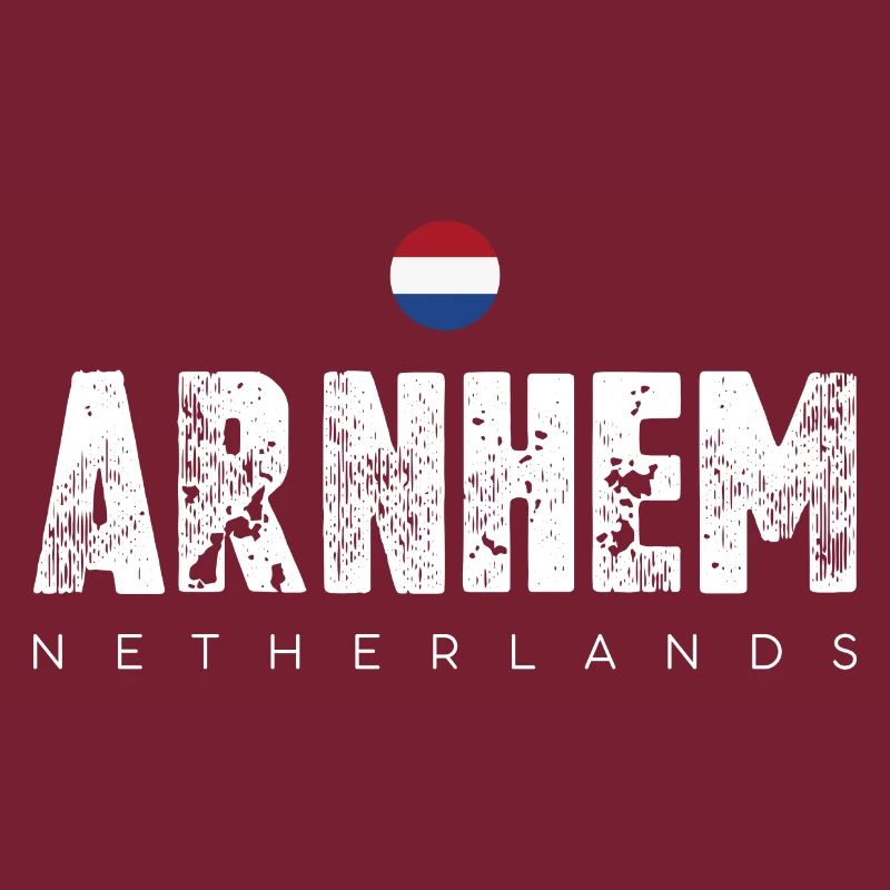 Arnhem Netherlands Distressed Text Logo