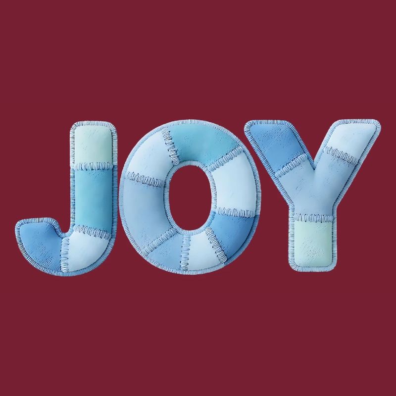 Lettrage Joyeuse en patchwork bleu