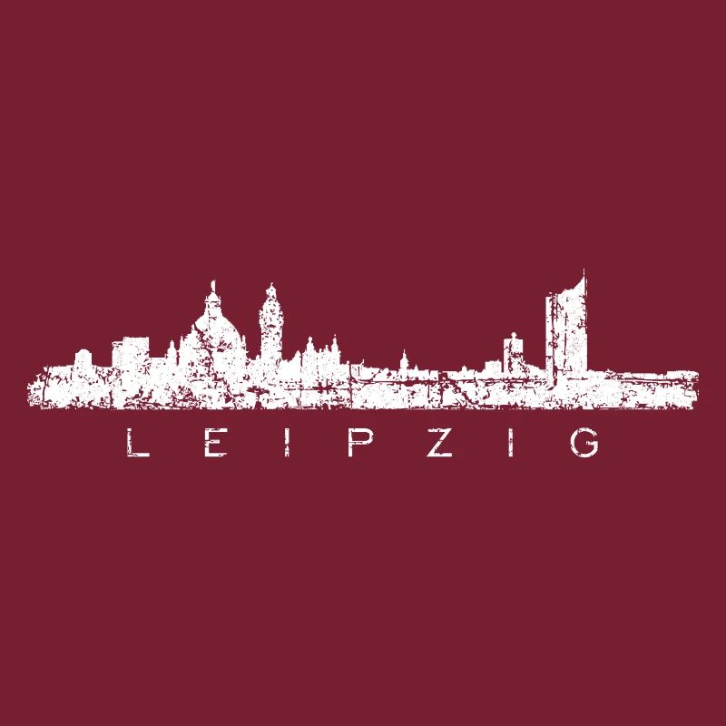 Leipzig Skyline Panorama (Vintage/Weiß)