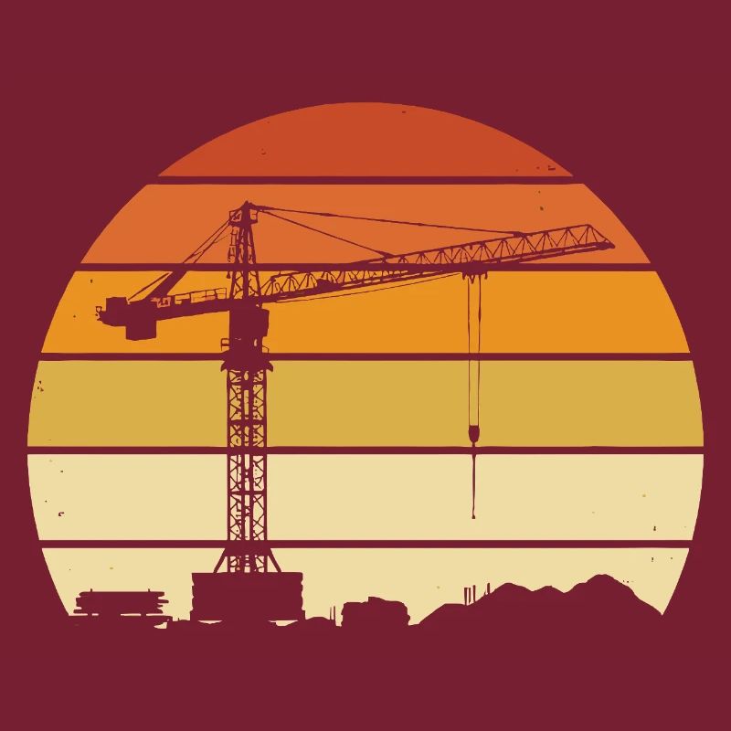 Crane Operator Retro Design – Construction Site & Construction Crane