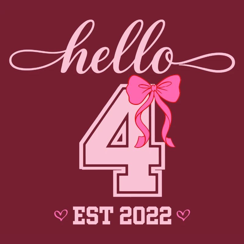 Hello 4 Est 2022 Mädchen Geburtstag Design
