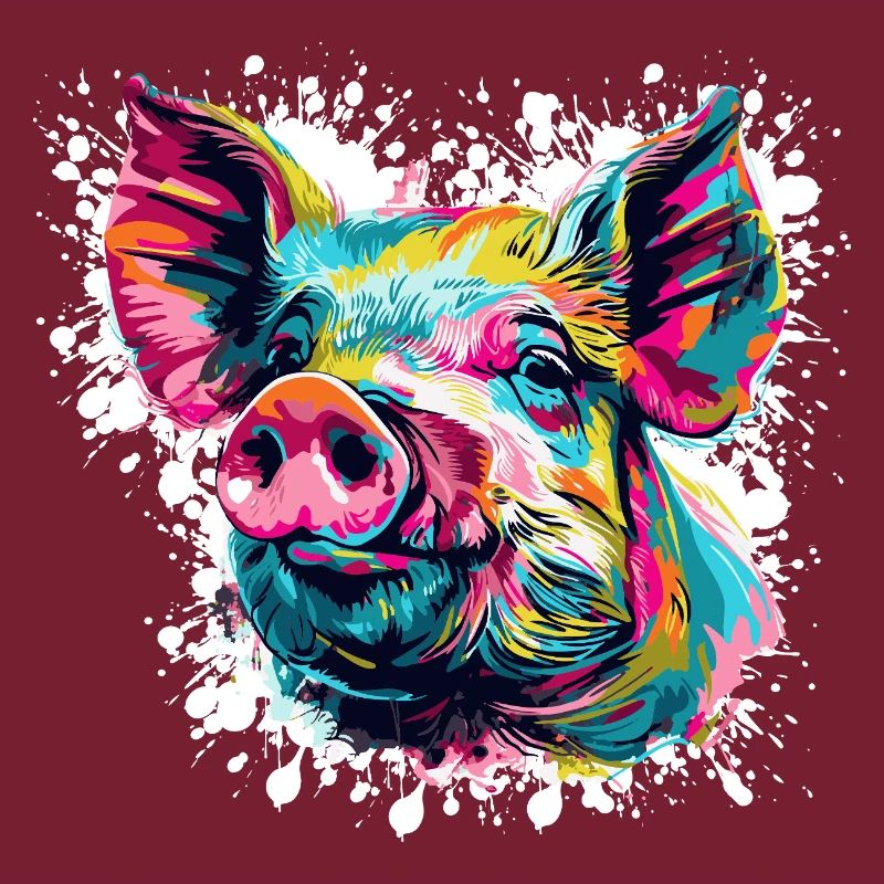Explosion de couleurs Pop Art Pig Head