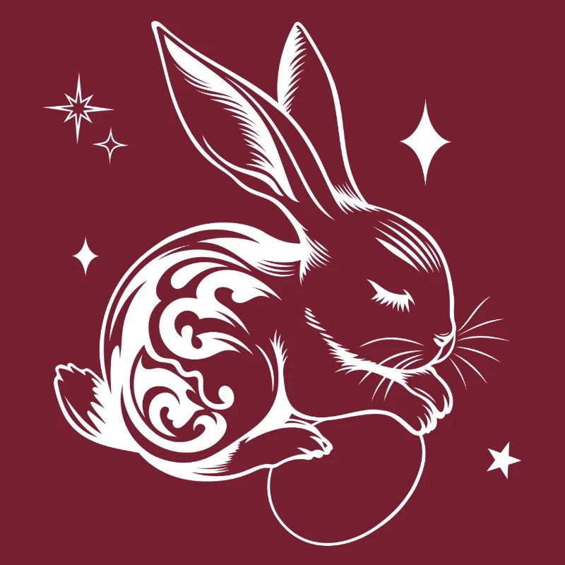 Sleeping Easter Bunny with Tribal and Eggs