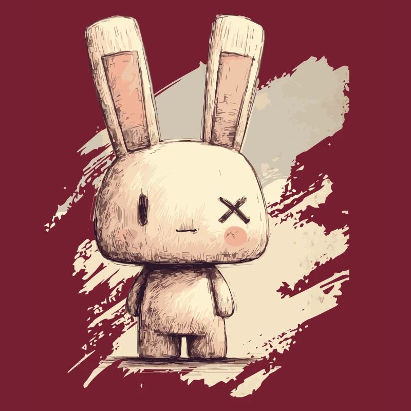 Cute rabbit with X-eyes