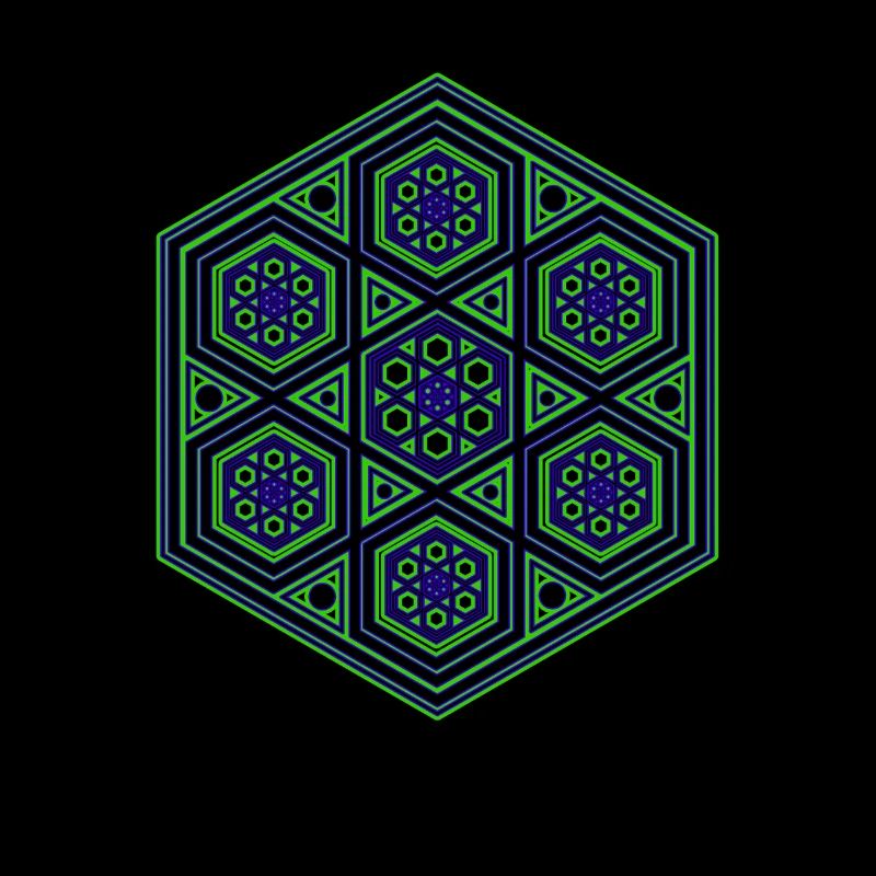 Yoga Meditation Dancing Kaleidoscope Hexagon Pattern