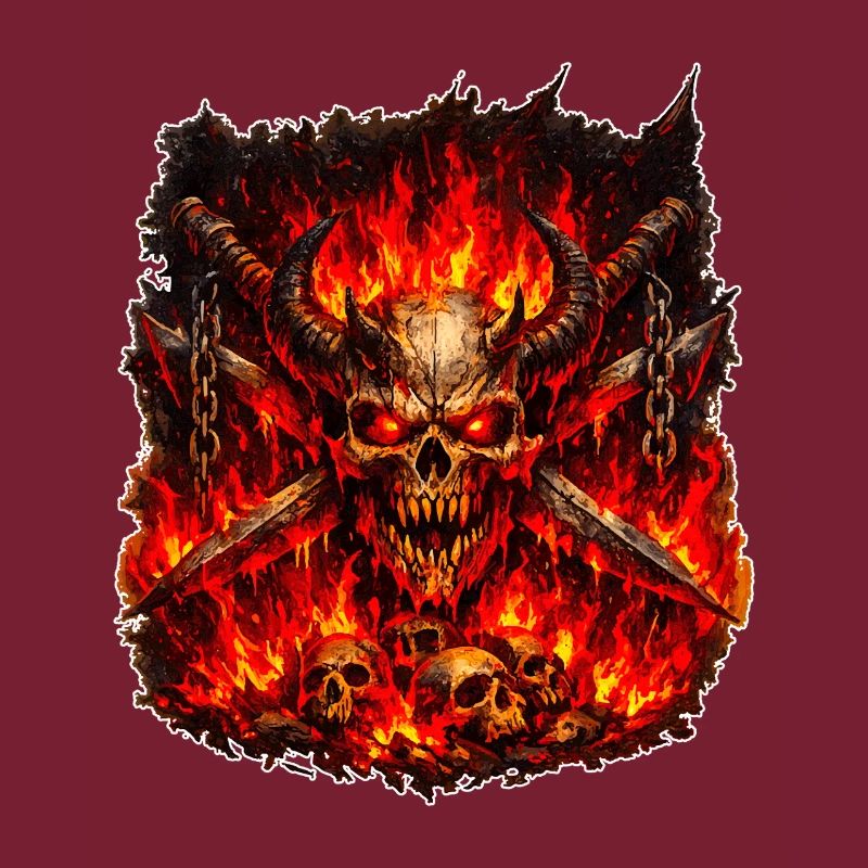 Fire Skull with Horns