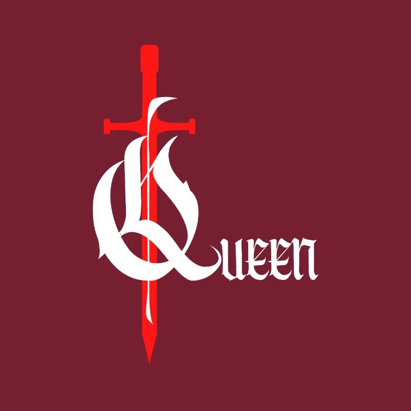 Gothique Queen Design avec épée avec texte blanc
