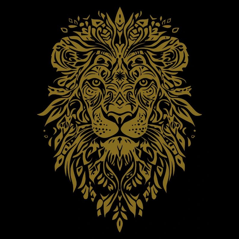 Lion head with leaf pattern in gold