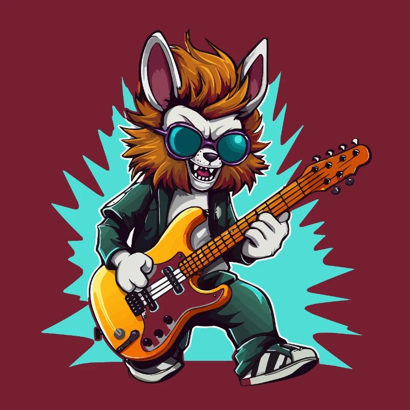 Gitarrowl Rockwolf avec des lunettes de soleil