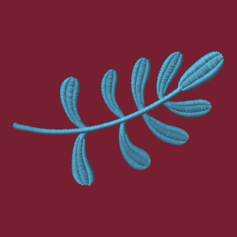 Light blue leaf embroidered