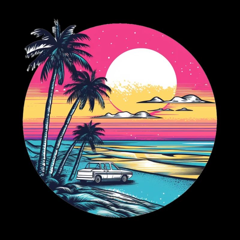 Coucher de soleil rétro sur la plage