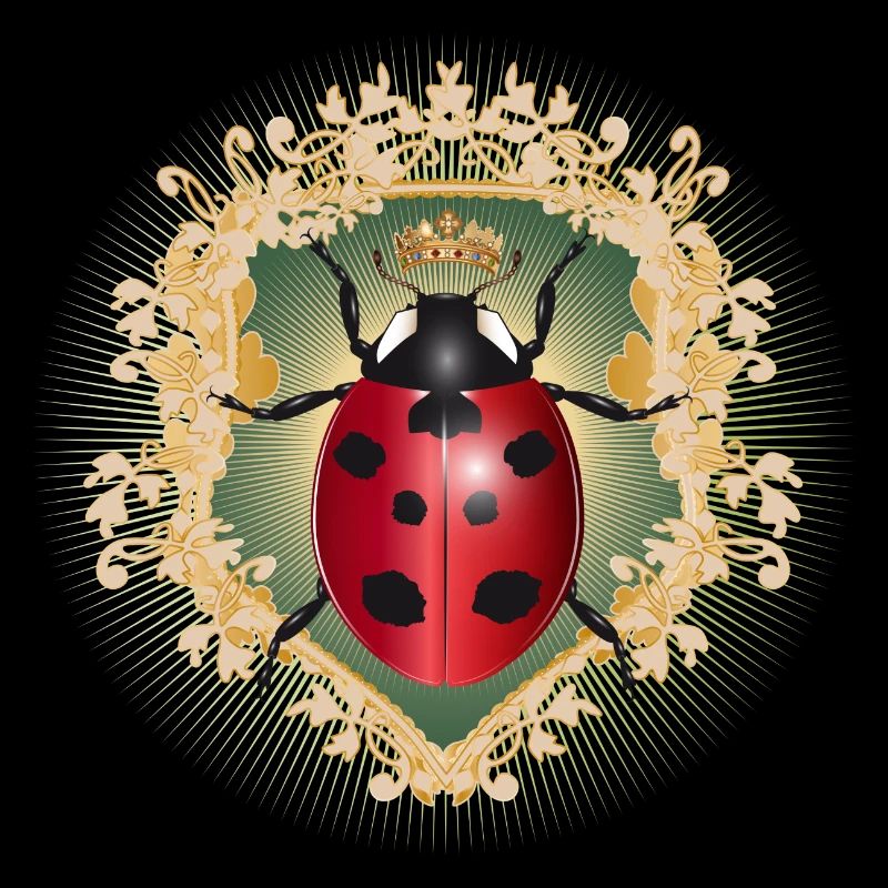 red glowing ladybug with crown in frame
