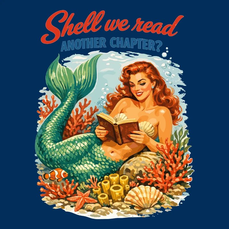 Retro Meerjungfrau: Shell We Read Another Chapter?