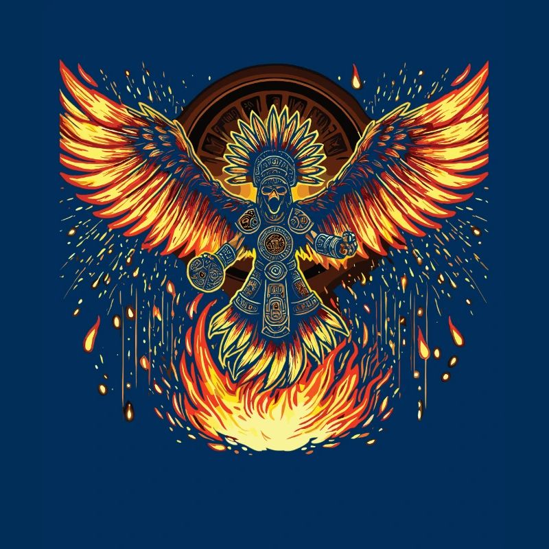 Phoenix Warrior with Flame Wings Aztecs