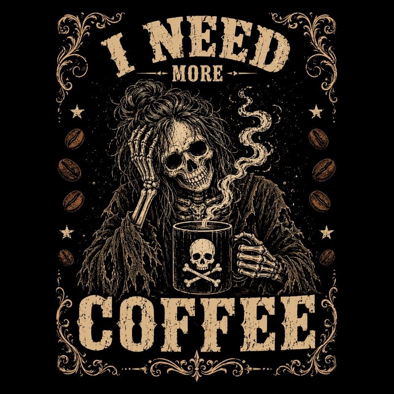 Coffee Skeleton I Need More Coffee Shirt