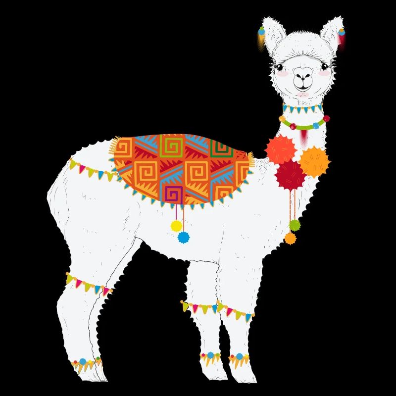 Traditionally Decorated Alpaca – Colorful Boho Motif