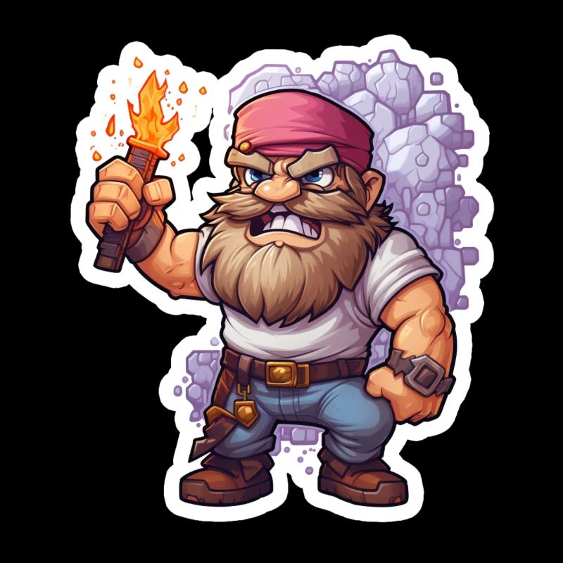 Pixel Dwarf With Torch Mining Game Shirt