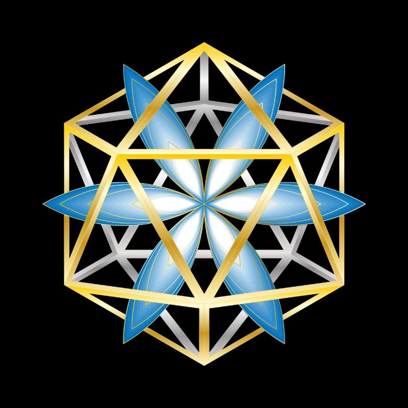 Geometrisches Mandala Design Blau Gold