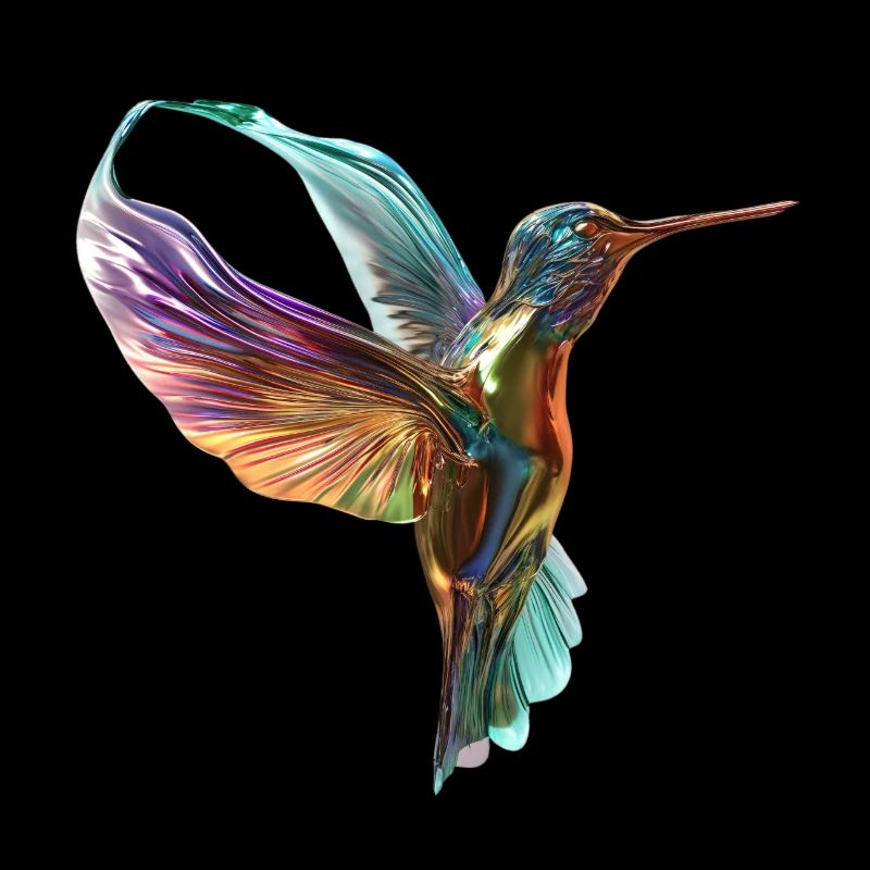 flying chromatic hummingbird
