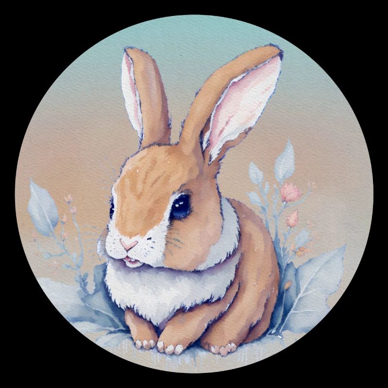 Pastel floral artistic bunny
