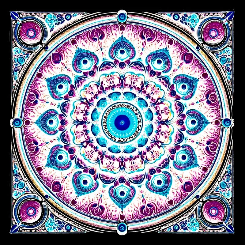 Orbitale Mandala Blau-Rosa