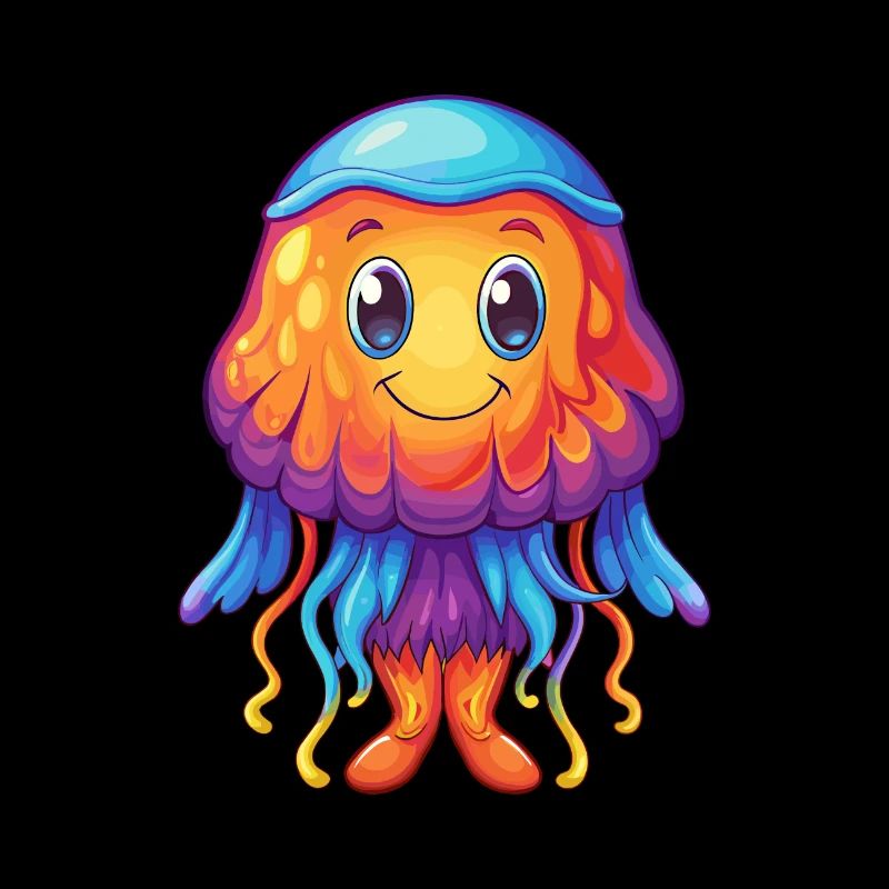 Comb Jelly Buntes Kawaii Cartoon Meerestier