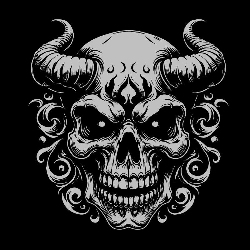 Dämonischer Hornschädel Ornament